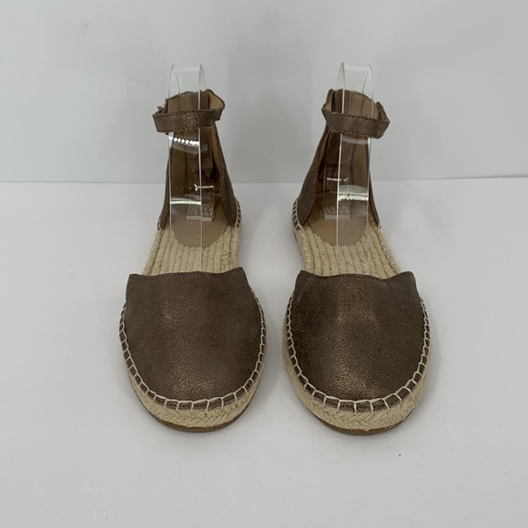 Eileen Fisher Lala Espadrille sandal shoe bronze leather ankle strap flat 8.5 - Picture 3 of 6